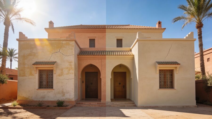 Comment protéger les façades à Marrakech contre le soleil, la chaleur et les microfissures